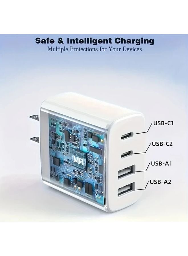 White 4 In 1 Fast Charger Head Dual USB C And USB A Port For iPhone And Other Models - Image 5